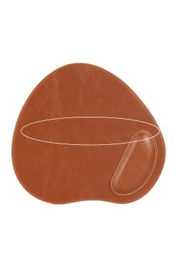 LONDO (MS-934) OVAL DERİ MOUSEPAD BİLEK DESTEKLİ RAHATLATICI SÜNGERLİ - TABA