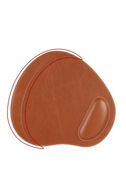 LONDO (MS-938) OVAL DERİ MOUSEPAD BİLEK DESTEKLİ RAHATLATICI SÜNGERLİ - TABA