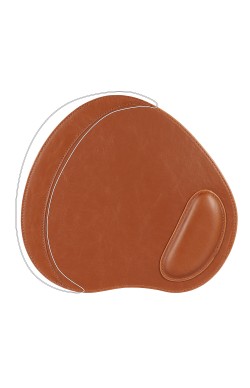 LONDO (MS-940) OVAL DERİ MOUSEPAD BİLEK DESTEKLİ RAHATLATICI SÜNGERLİ - TABA