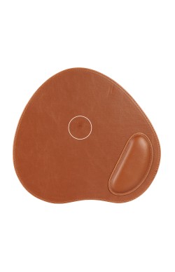 LONDO (MS-942) OVAL DERİ MOUSEPAD BİLEK DESTEKLİ RAHATLATICI SÜNGERLİ - TABA