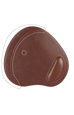 LONDO (MS-944) OVAL DERİ MOUSEPAD BİLEK DESTEKLİ RAHATLATICI SÜNGERLİ - KAHVERENGİ