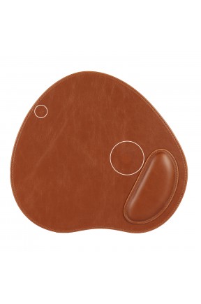 LONDO (MS-948) OVAL DERİ MOUSEPAD BİLEK DESTEKLİ RAHATLATICI SÜNGERLİ - TABA