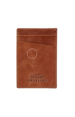 Otto Angelino (CUZ-413) Hakiki Deri Kartlık RFID Korumalı İnce Tasarım - Kahverengi