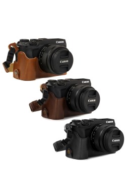 MegaGear Canon EOS M6 Mark II Tek Dip Suni Deri Fotoğraf Makinesi Kılıfı