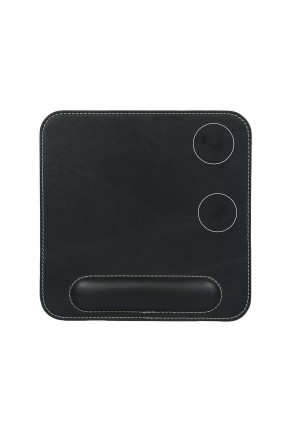 LONDO ( MD94 ) HAKİKİ DERİ MOUSE PAD BİLEK DESTEKLİ RAHATLATICI SÜNGERLİ - Siyah