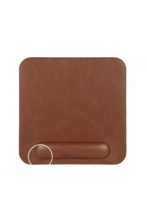 LONDO (MS128) DERİ MOUSE PAD BİLEK DESTEKLİ RAHATLATICI SÜNGERLİ - TABA