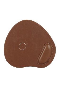 LONDO (MS148) OVAL DERİ MOUSEPAD BİLEK DESTEKLİ RAHATLATICI SÜNGERLİ - TABA