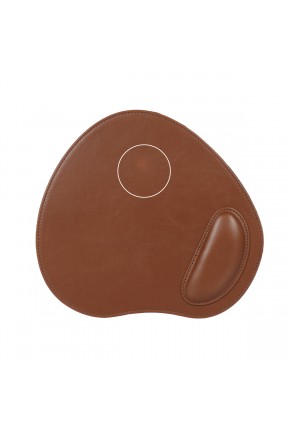 LONDO ( MS208 ) OVAL DERİ MOUSEPAD BİLEK DESTEKLİ RAHATLATICI SÜNGERLİ - KAHVERENGİ