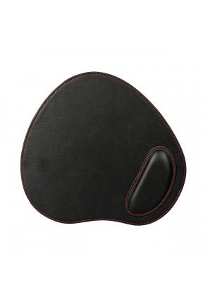 LONDO ( MS241 ) OVAL DERİ MOUSEPAD BİLEK DESTEKLİ RAHATLATICI SÜNGERLİ - SİYAH