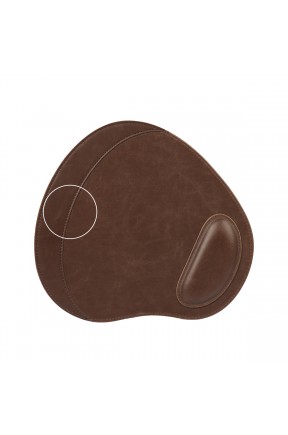 LONDO ( MS244 ) OVAL DERİ MOUSEPAD BİLEK DESTEKLİ RAHATLATICI SÜNGERLİ - KAHVERENGİ