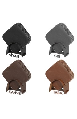 LONDO Deri Plain Bardak Altlığı 6'lı Set