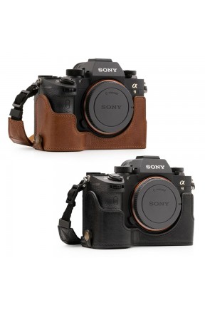 Megagear Sony Alpha A7III, A7RIII, A9 (Tek Dip)  Hakiki Deri Fotoğraf Makinesi Kılıfı