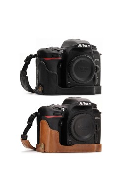 MegaGear Nikon D7500 için (Tek Dip) Hakiki Deri Fotoğraf Makinesi Kılıfı