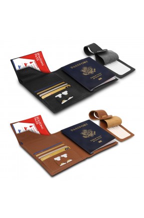 Otto Angelino Hakiki Deri Pasaport Kılıfı - Seyahat Cüzdanı - Valiz Kimlik Etiketli