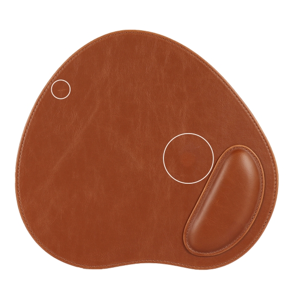 LONDO (MS-948) OVAL DERİ MOUSEPAD BİLEK DESTEKLİ RAHATLATICI SÜNGERLİ - TABA