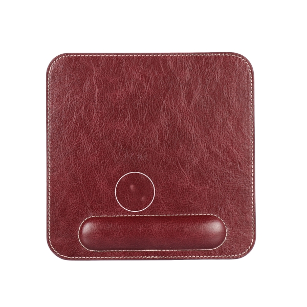 LONDO (MD-13) HAKİKİ DERİ MOUSE PAD BİLEK DESTEKLİ RAHATLATICI SÜNGERLİ - BORDO