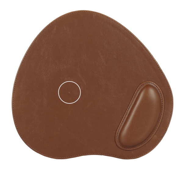 LONDO (MS148) OVAL DERİ MOUSEPAD BİLEK DESTEKLİ RAHATLATICI SÜNGERLİ - TABA