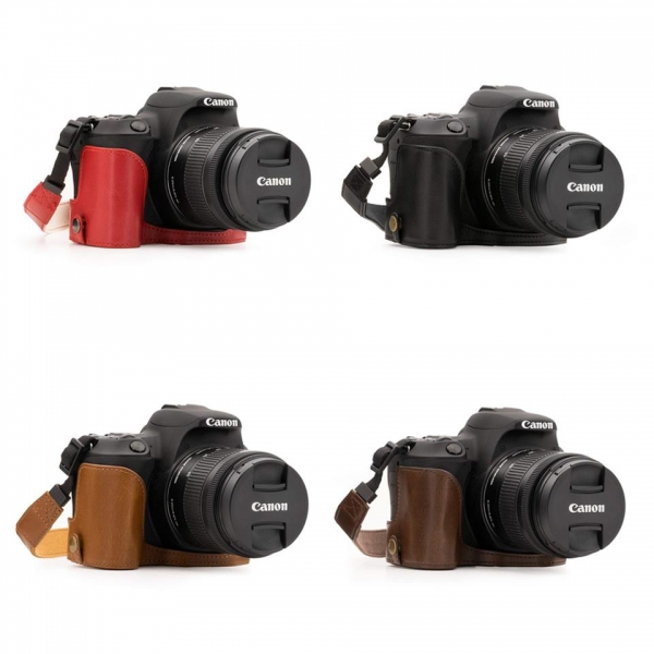 MegaGear Canon EOS Rebel SL3, EOS 250D, EOS Kiss X10, EOS Rebel SL2, Kiss X9, EOS 200D (18-55Mm), (Tek Dip) Deri Kamera Kılıfı